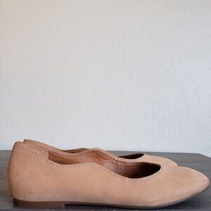 Lucky Brand Dellie Scalloped Nubuck Leather Ballet Flats Dusty Sand Women's 7.5